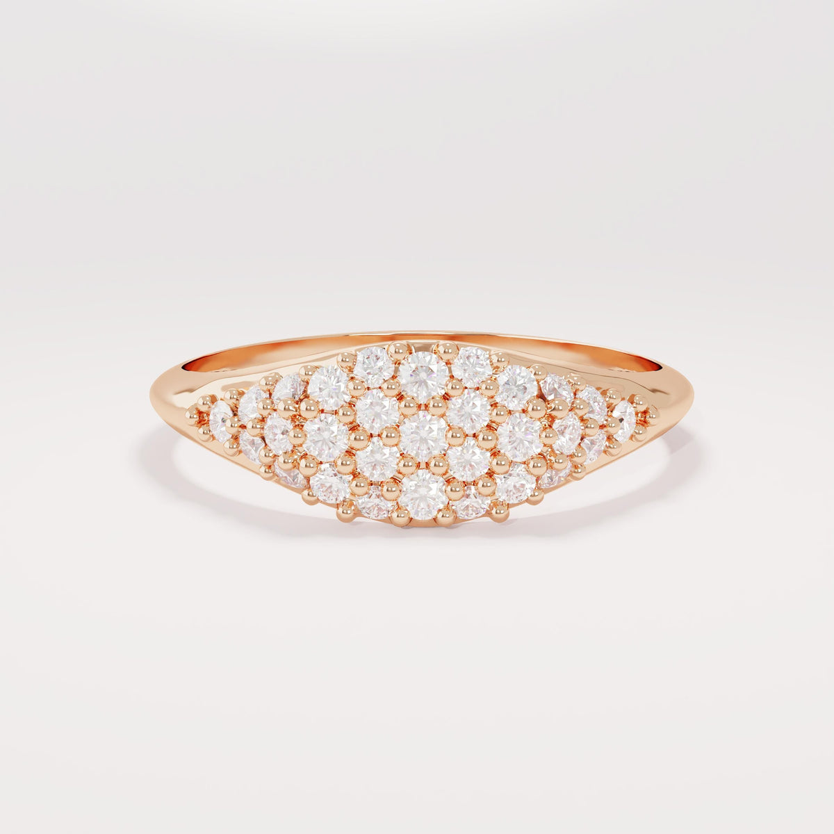 14k Solid Gold Pave Diamond Pinky Ring - Slim Unique Signet Ring, Versatile Stacking Midi Band for Pointer Finger