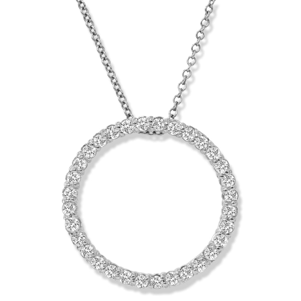 1/3Ct Diamond Circle Pendant Women's 18" Necklace 5/8" Wide