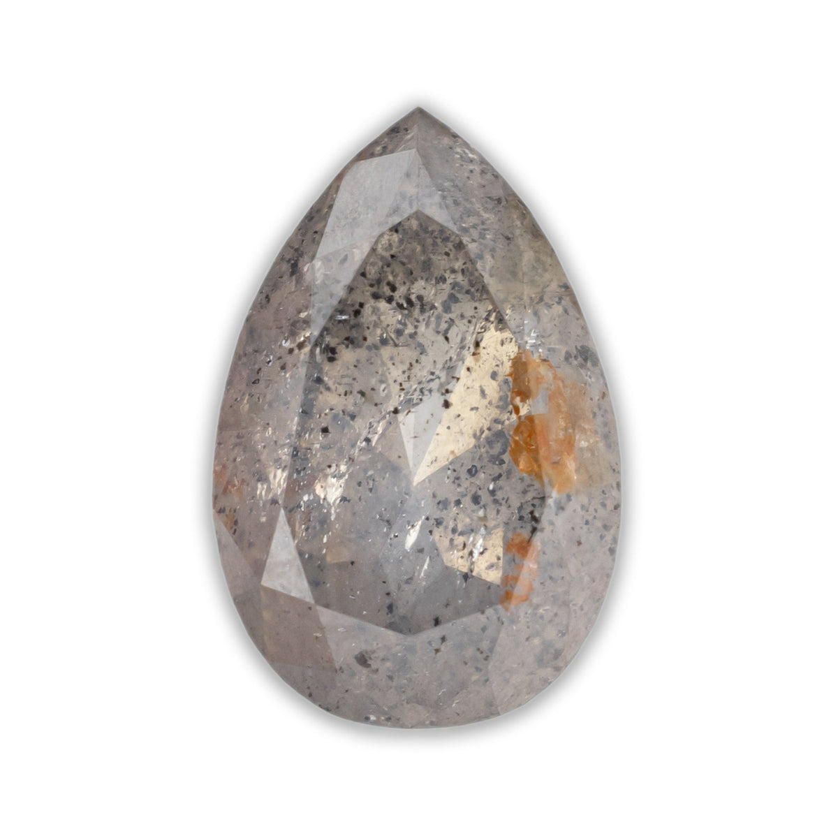 3ct 10.28x6.79x5.05mm Pear Cut Steel Grey Salt & Pepper Diamond