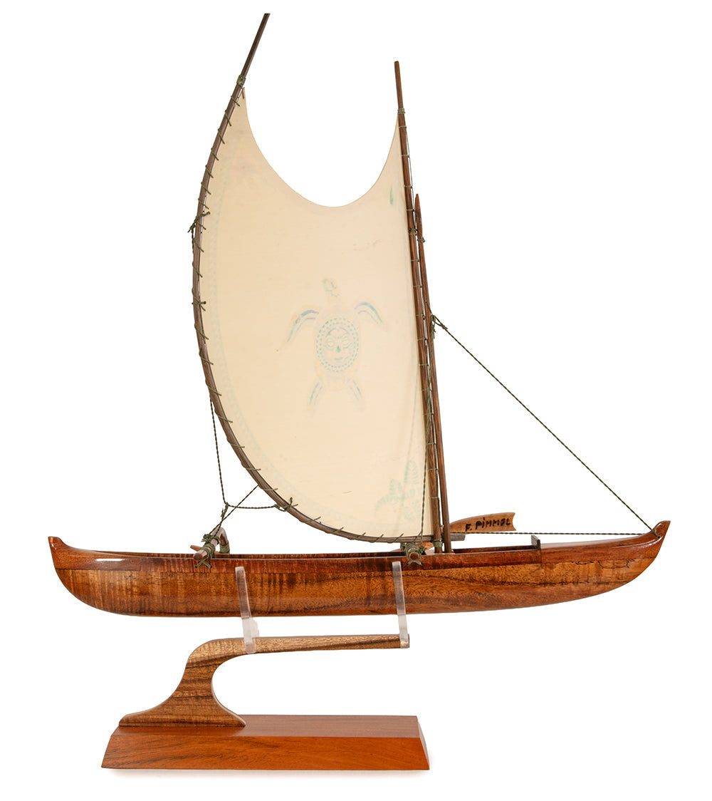 Koa 18" Canoe "Opelu Honu & Mara Face" by Francis Pimmel