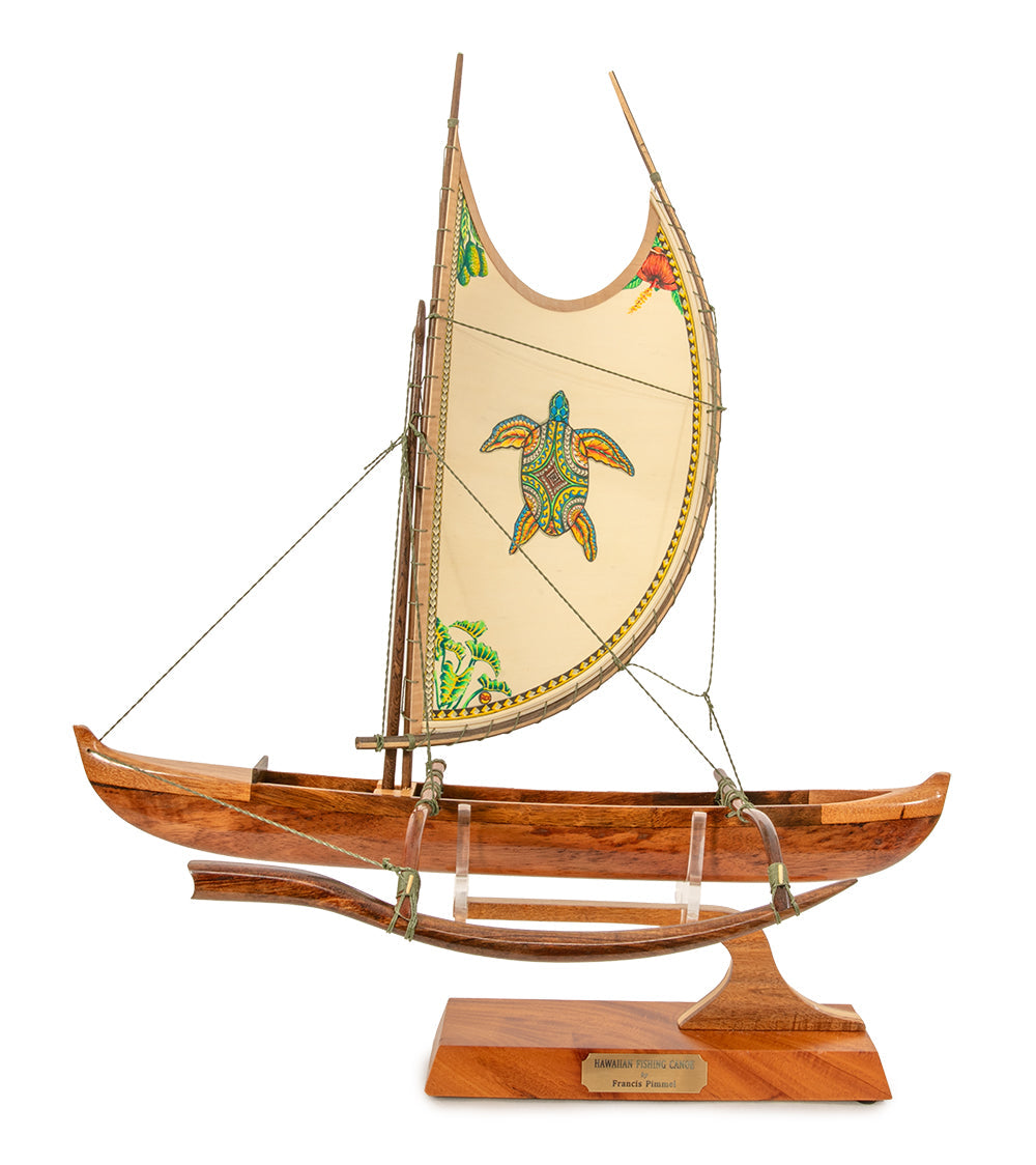 Koa 18" Canoe "Opelu Honu" by Francis Pimmel