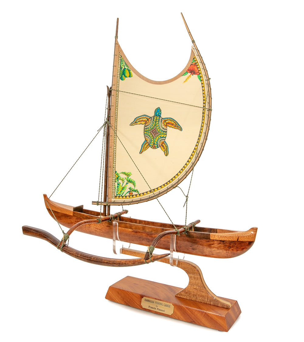 Koa 18" Canoe "Opelu Honu" by Francis Pimmel
