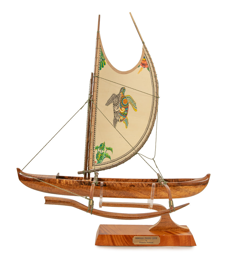 Koa 18" Canoe "Opelu Honu" by Francis Pimmel