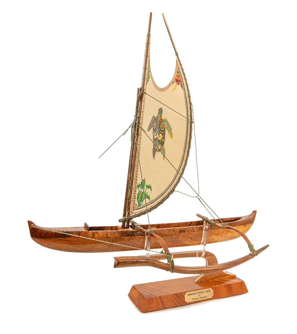 Koa 18" Canoe "Opelu Honu" by Francis Pimmel