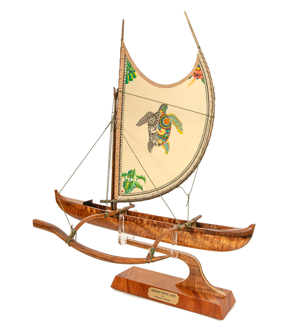 Koa 18" Canoe "Opelu Honu" by Francis Pimmel