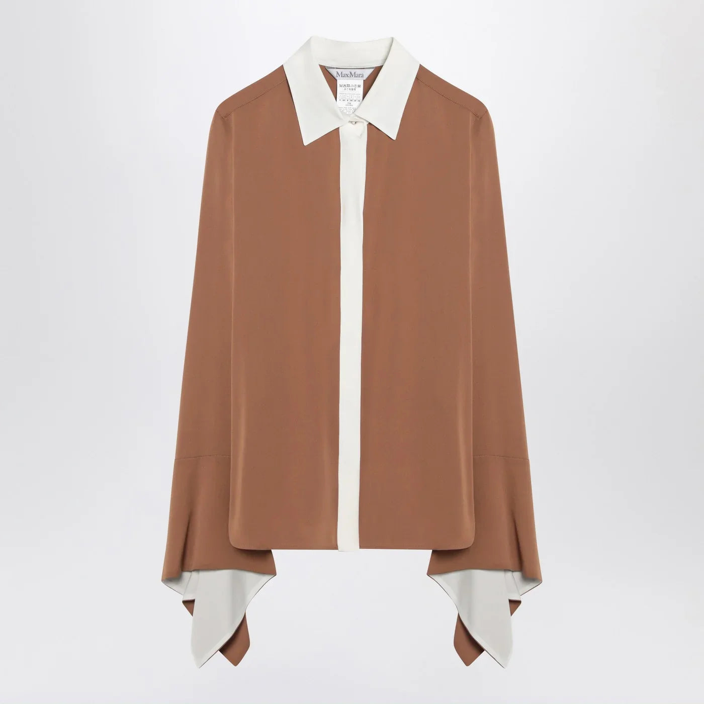 Max Mara - Camel silk colour-block shirt