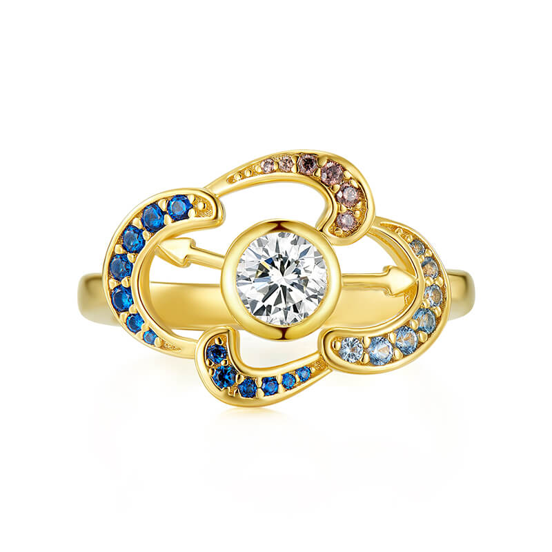 Paintings "The Persistence of Memory" Inspired Moissanite Clock Engagement Ring