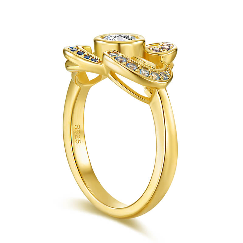 Paintings "The Persistence of Memory" Inspired Moissanite Clock Engagement Ring