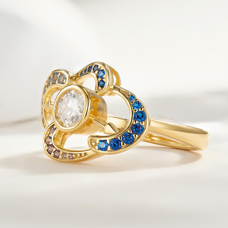 Paintings "The Persistence of Memory" Inspired Moissanite Clock Engagement Ring