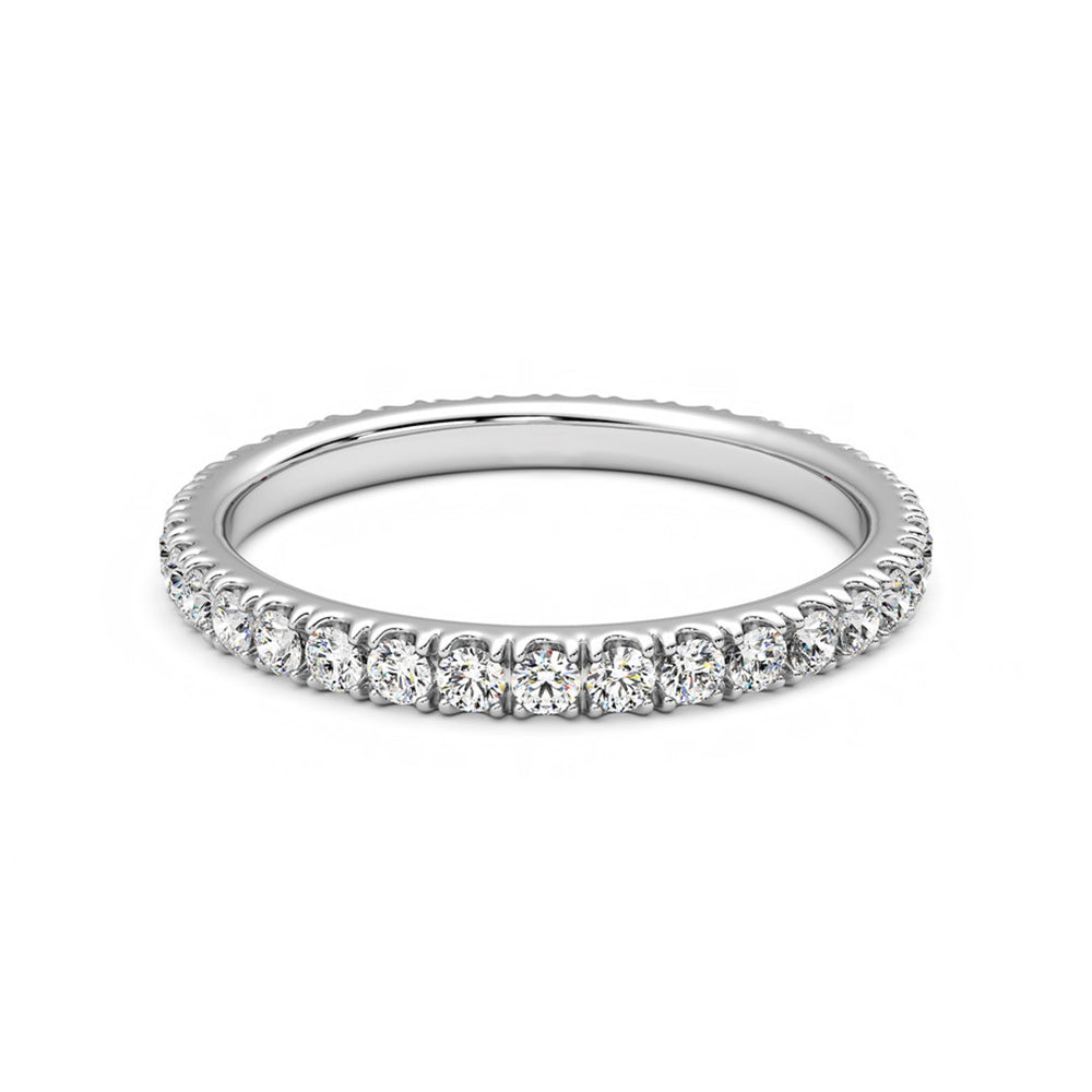 Pave Moissanite Eternity Wedding Band Ring In Sterling Silver