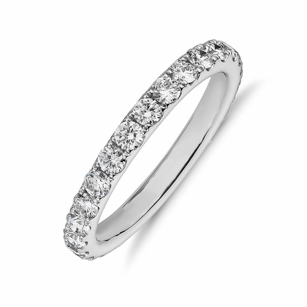 Pave Moissanite Eternity Wedding Band Ring In Sterling Silver
