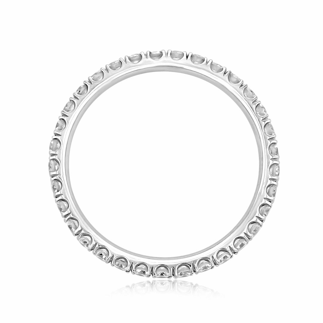 Pave Moissanite Eternity Wedding Band Ring In Sterling Silver