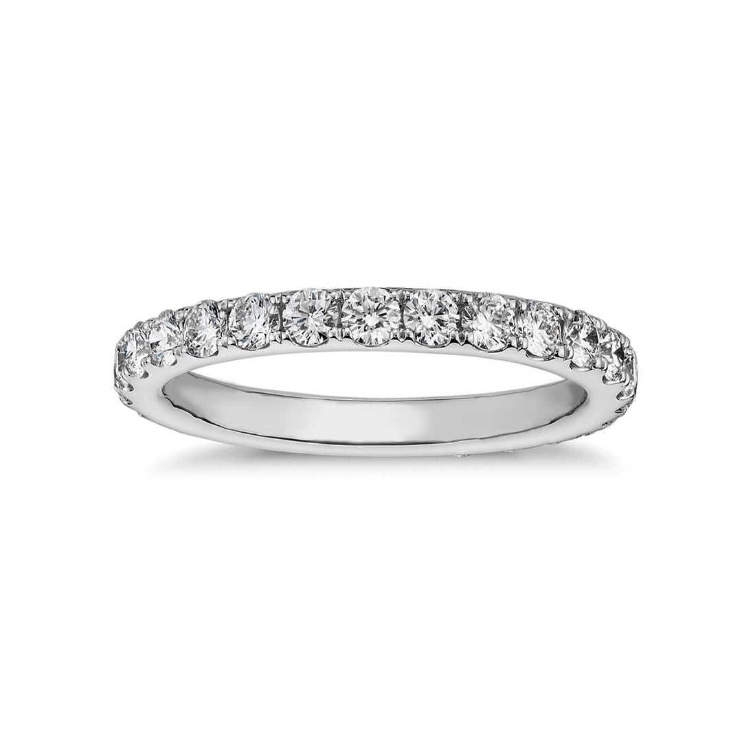 Pave Moissanite Eternity Wedding Band Ring In Sterling Silver