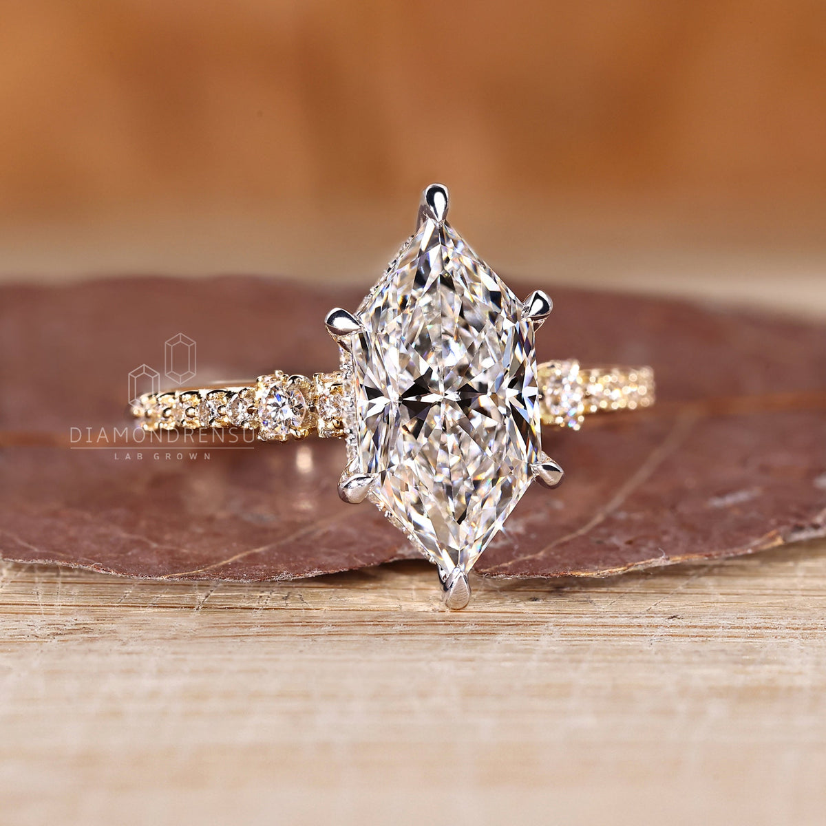 Dutch Marquise Engagement Ring in Hidden Halo Setting