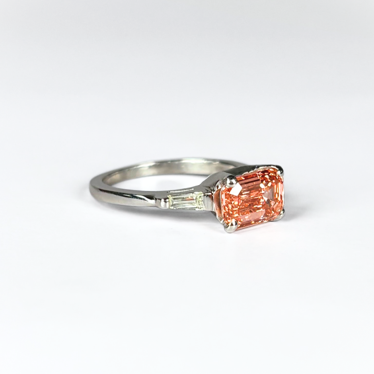 Lab-Grown Peach Diamond Ring | 2.07 CT | 14K White Gold | IGI Certified