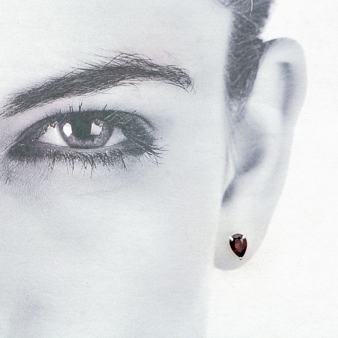 Pear Garnet Basket Set Stud Earrings