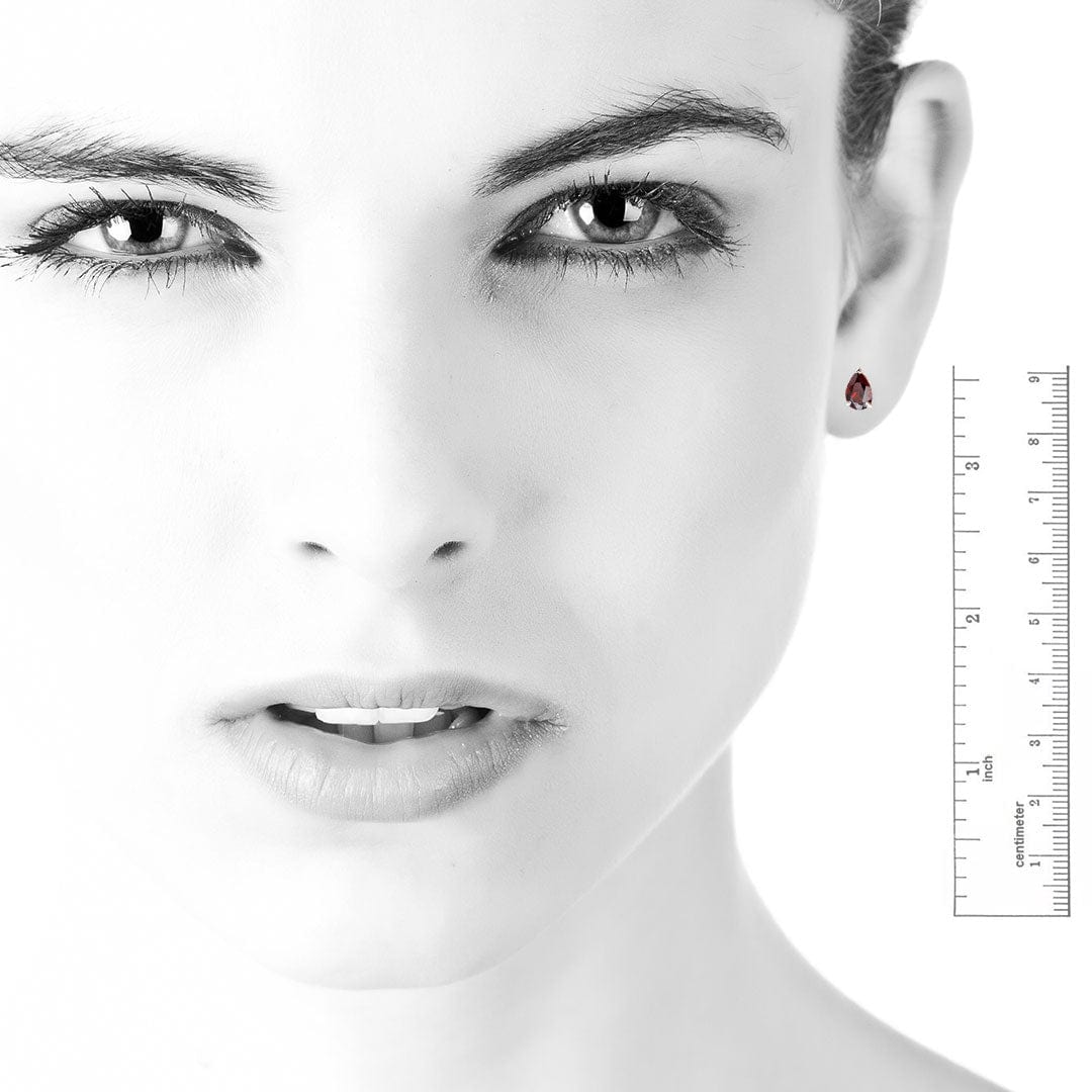 Pear Garnet Basket Set Stud Earrings