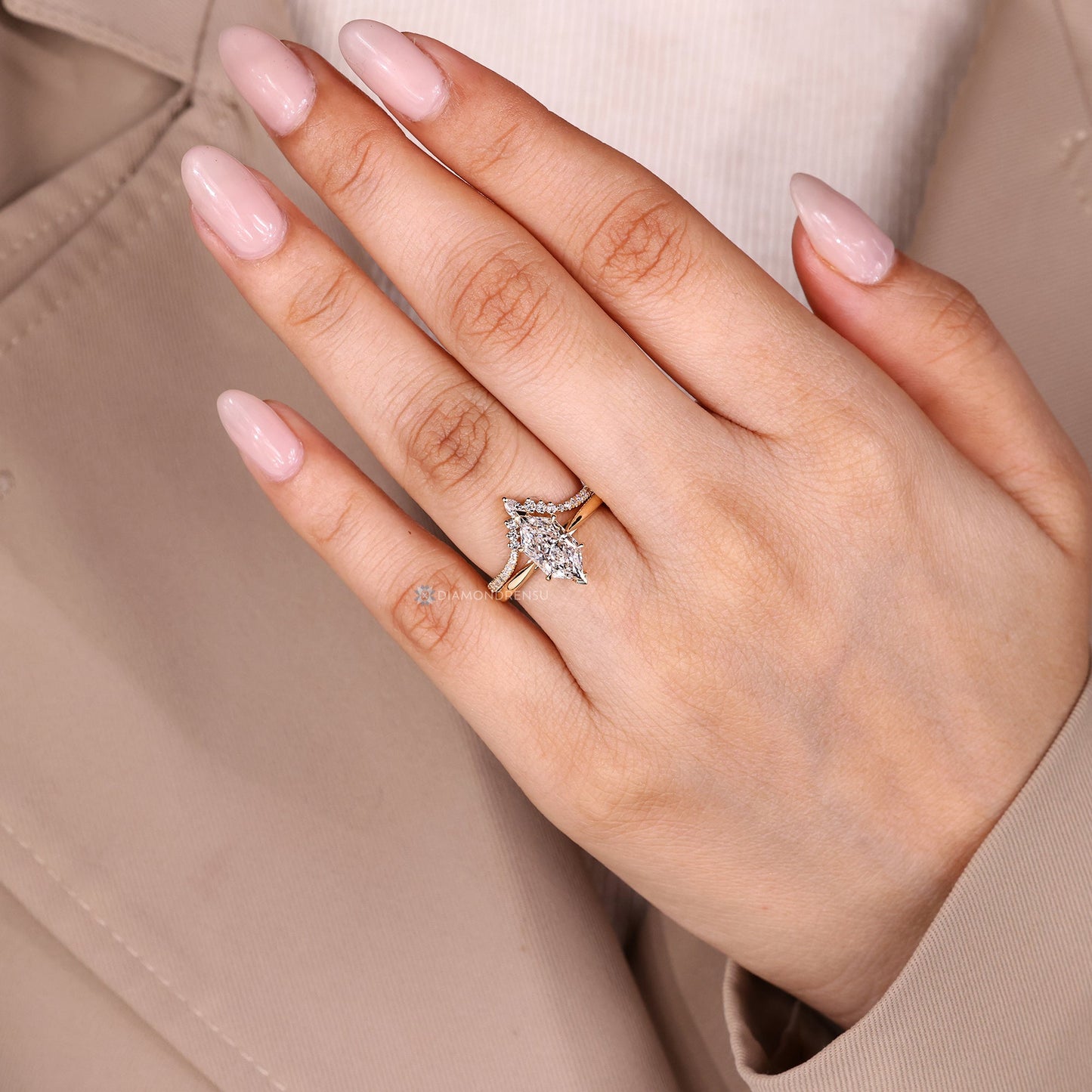 Dutch Marquise Wedding Ring In Tapered Shank