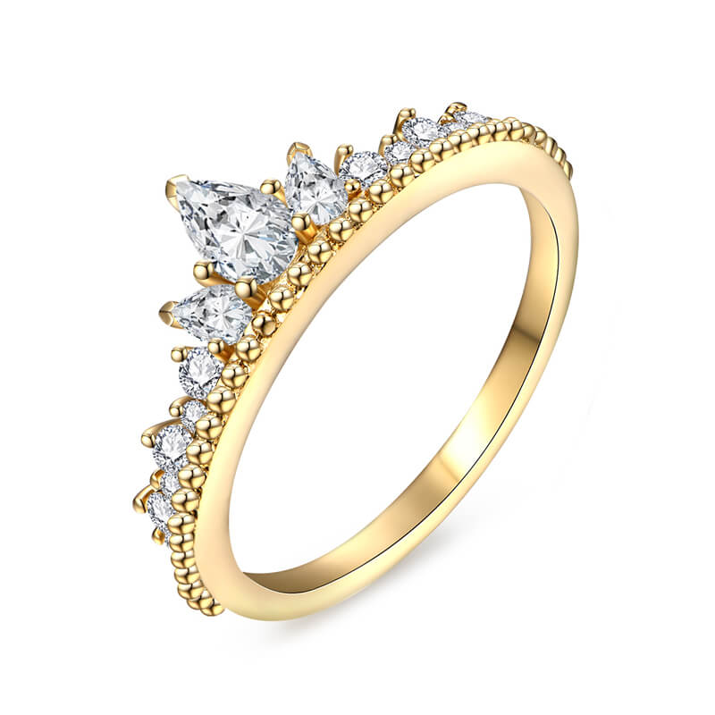 Pear And Round Moissanite Milgrain Half Eternity Wedding Band Ring