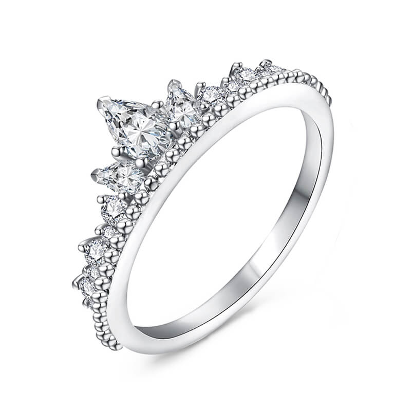 Pear And Round Moissanite Milgrain Half Eternity Wedding Band Ring