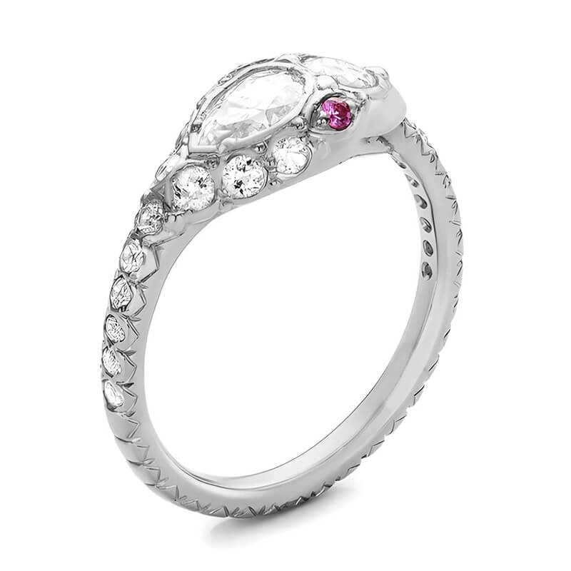 Pear And Round Moissanite Snake Engagement Ring
