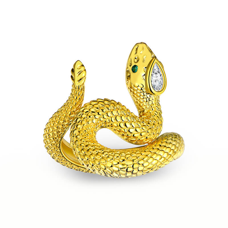 Pear Bezel Moissanite Snake Shape Wedding Band Ring