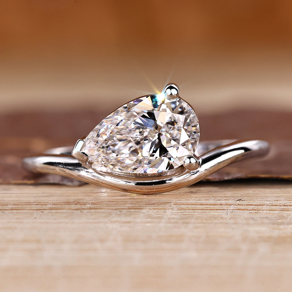Pear Cut Diamond Ring in East To West Style