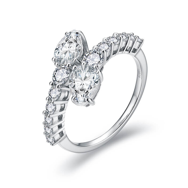 Pear Cut Moissanite Snake Shape Open Wedding Band Ring