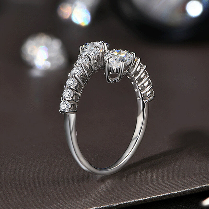 Pear Cut Moissanite Snake Shape Open Wedding Band Ring