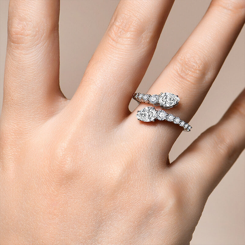 Pear Cut Moissanite Snake Shape Open Wedding Band Ring