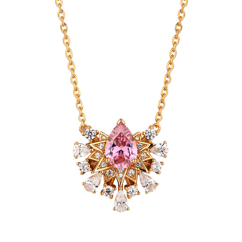 Pear Cut Sapphire Star Cluster Necklace In Sterling Silver