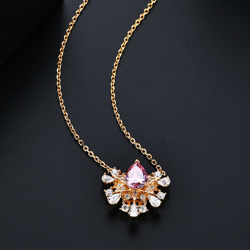 Pear Cut Sapphire Star Cluster Necklace In Sterling Silver