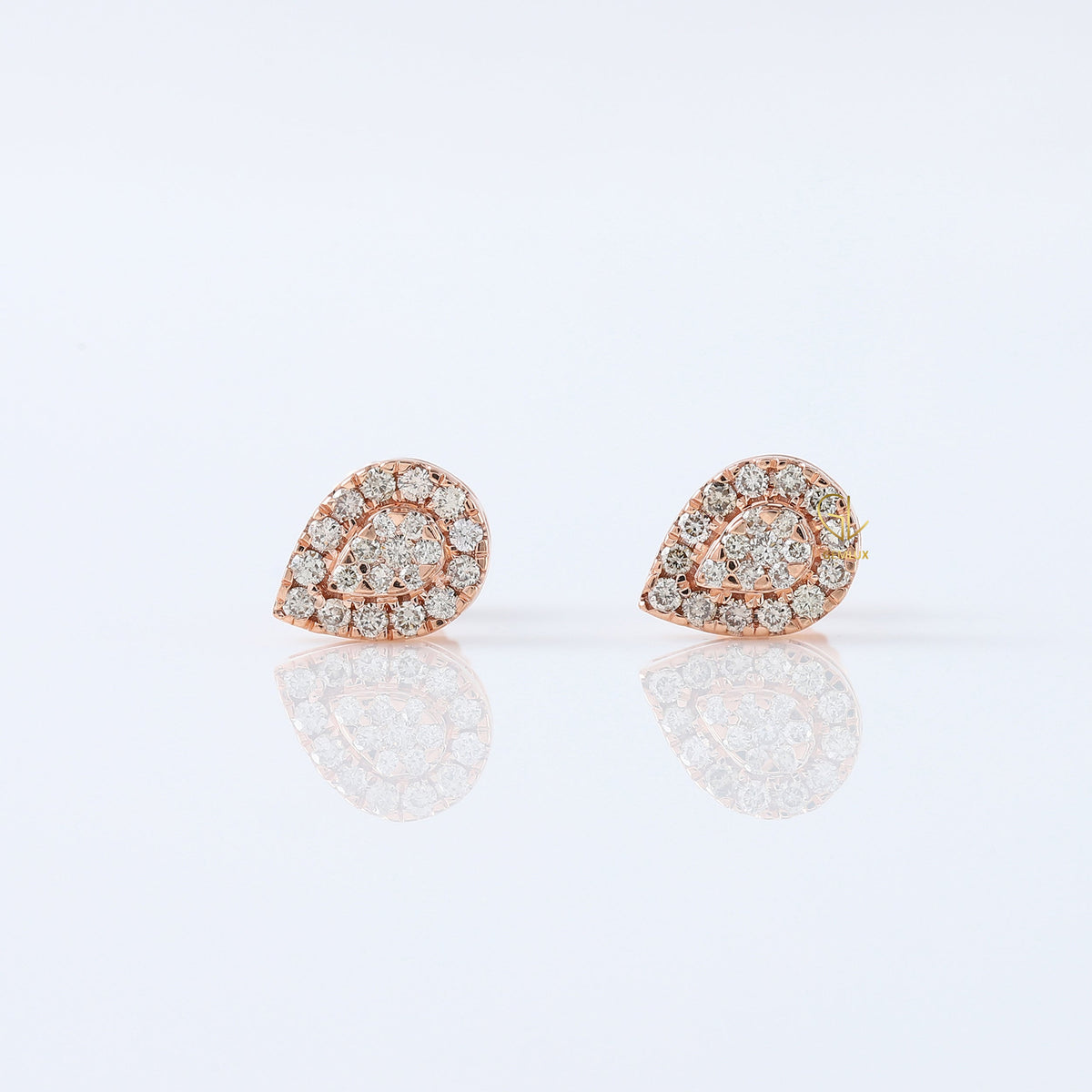Pear Shape Lab Grown Diamond Rose Gold Stud Earrings