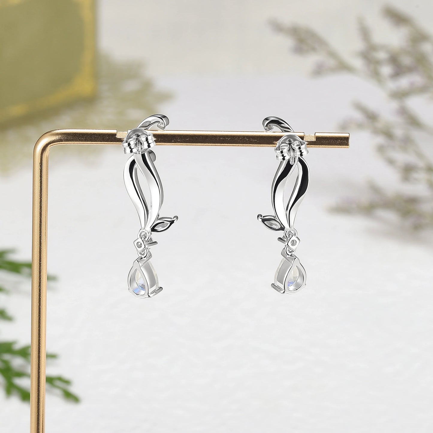 Pear Cut Moonstone Earrings - Ready to Ship