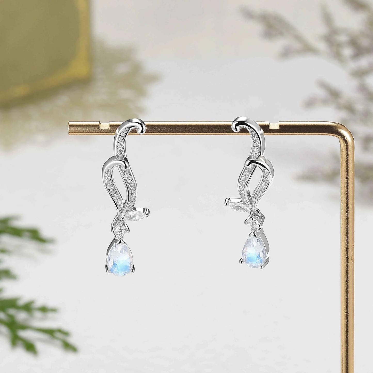 Pear Cut Moonstone Earrings - Ready to Ship