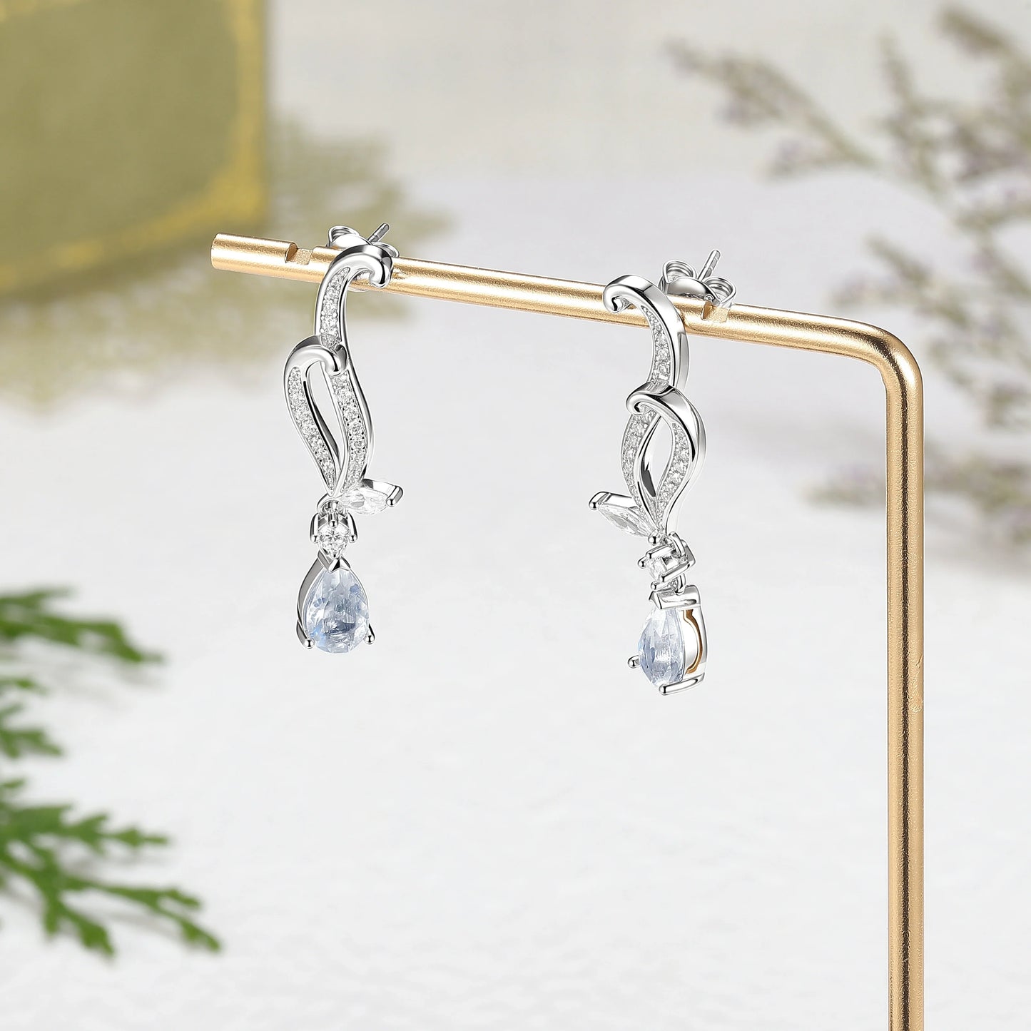 Pear Cut Moonstone Earrings - Ready to Ship
