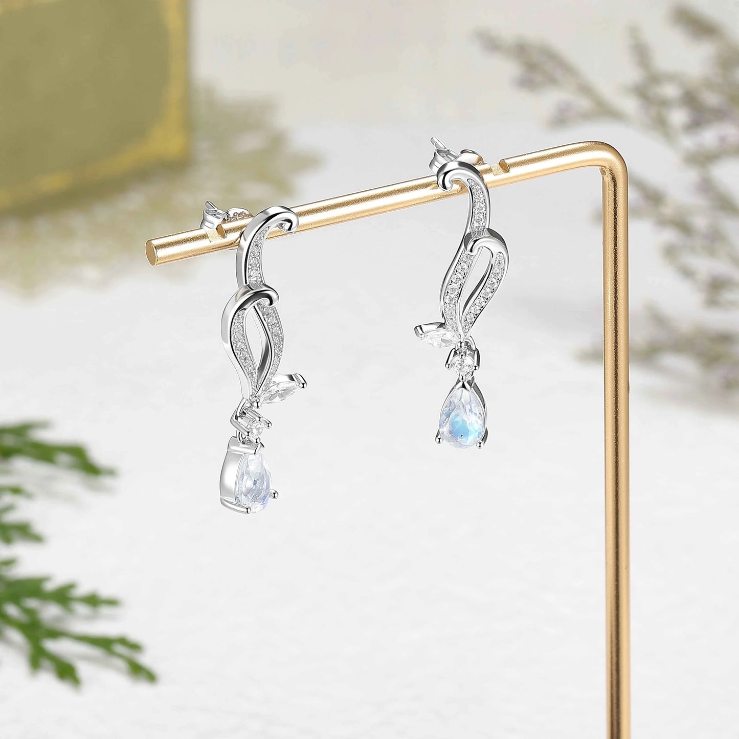 Pear Cut Moonstone Earrings - Ready to Ship