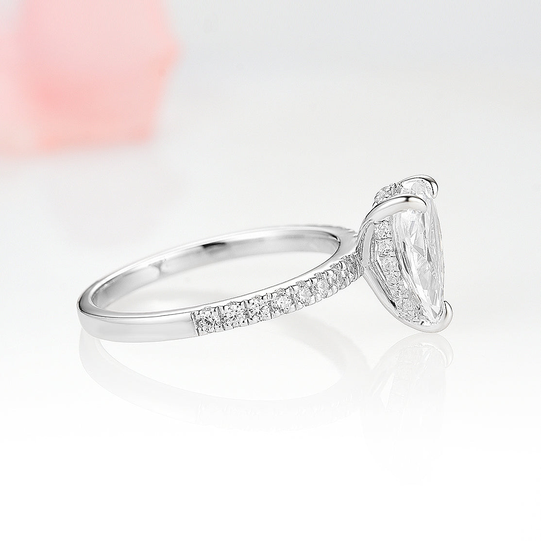 Pear White Sapphire Art Deco Bridal Ring Set in Sterling Silver