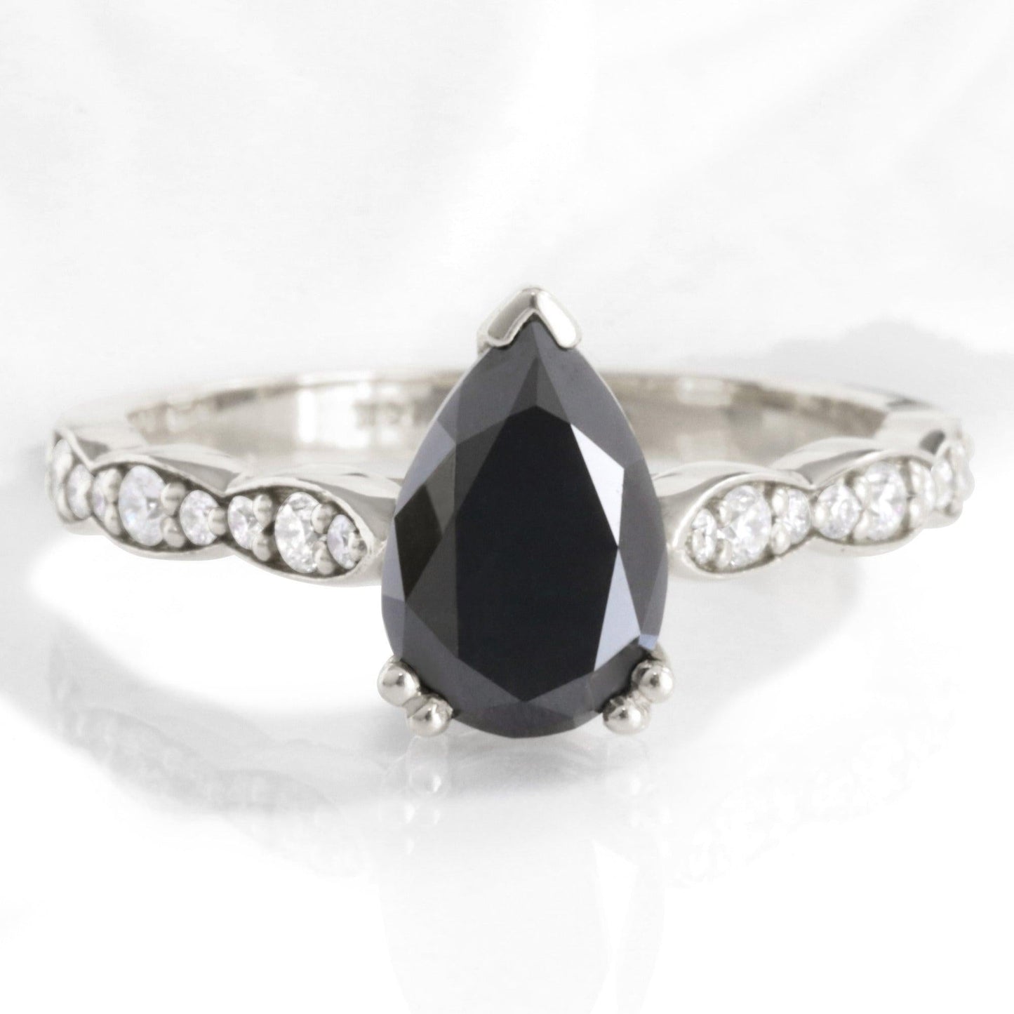 Grace’s Scallop | Pear Black Diamond Solitaire Engagement Ring