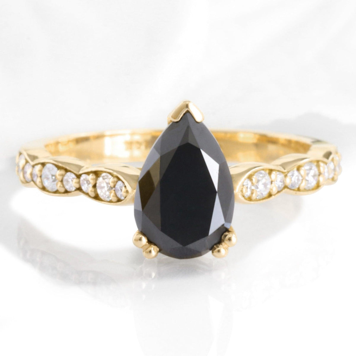 Grace’s Scallop | Pear Black Diamond Solitaire Engagement Ring
