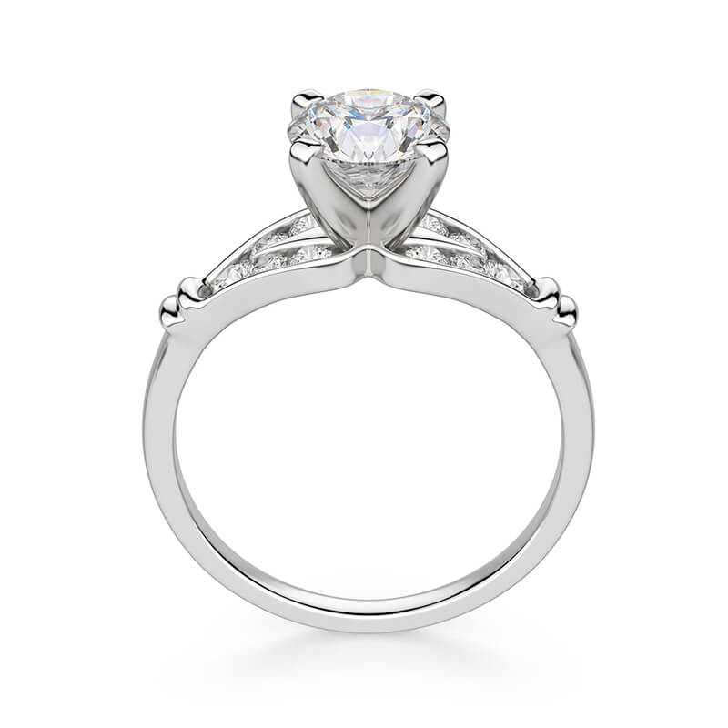 Peg Head Round Moissanite With Accents Engagement Ring