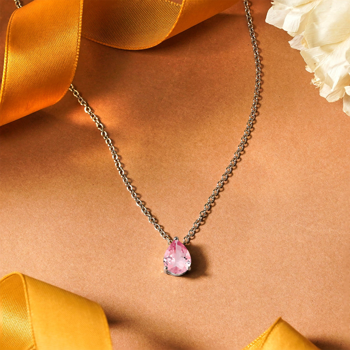 1.5 TCW Pear Shaped Birthstone Prongs Solitaire Slider Necklace