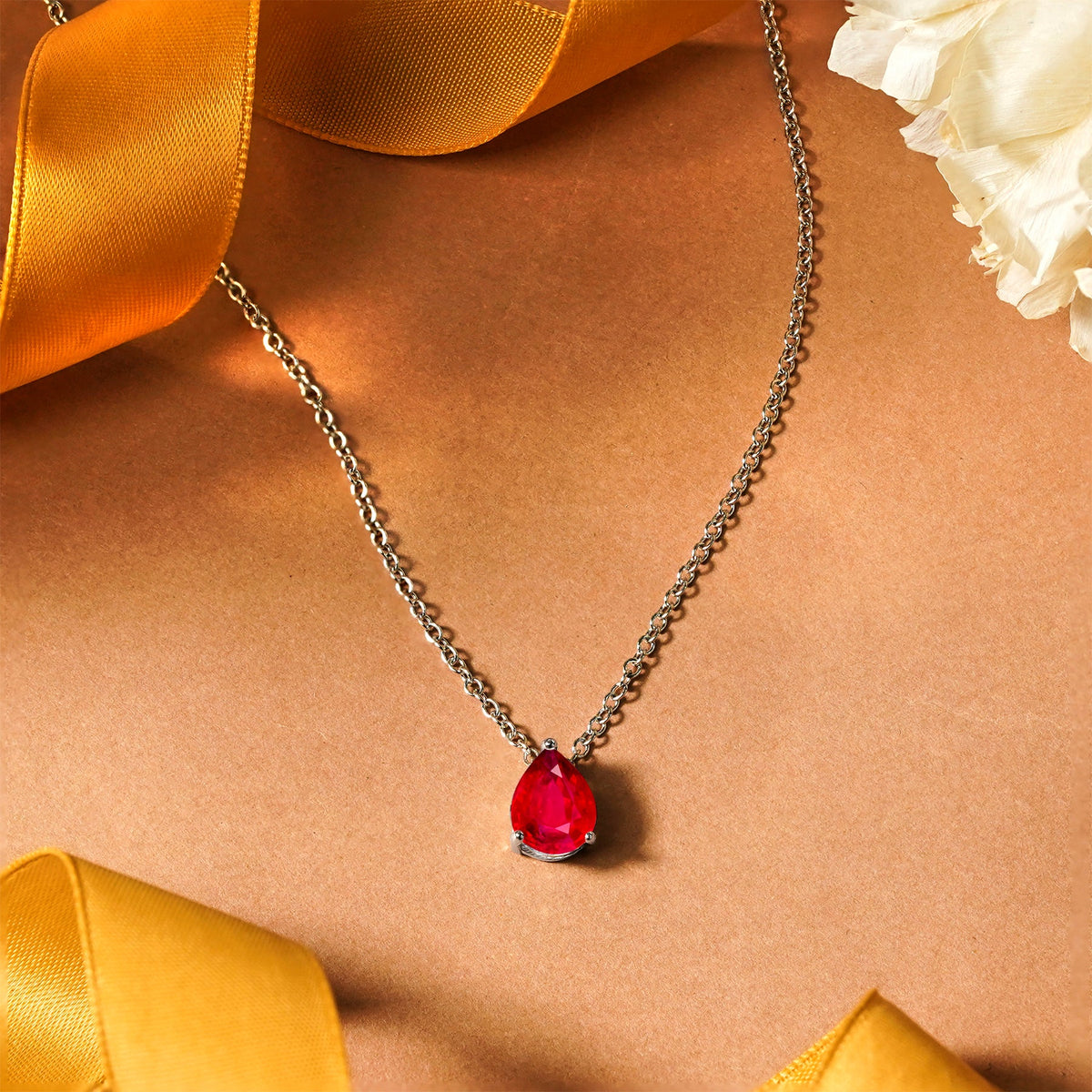1.5 TCW Pear Shaped Birthstone Prongs Solitaire Slider Necklace