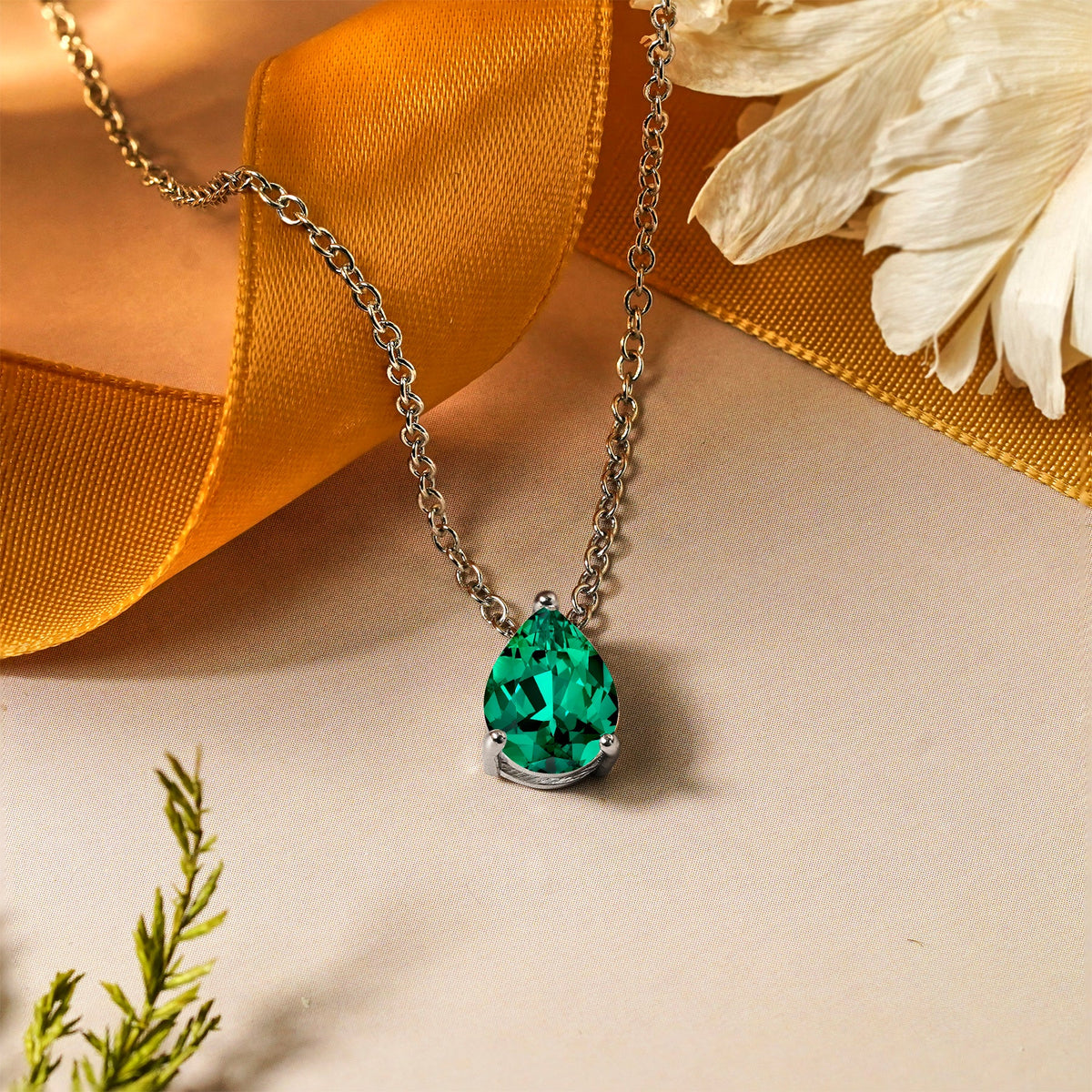 1.5 TCW Pear Shaped Birthstone Prongs Solitaire Slider Necklace