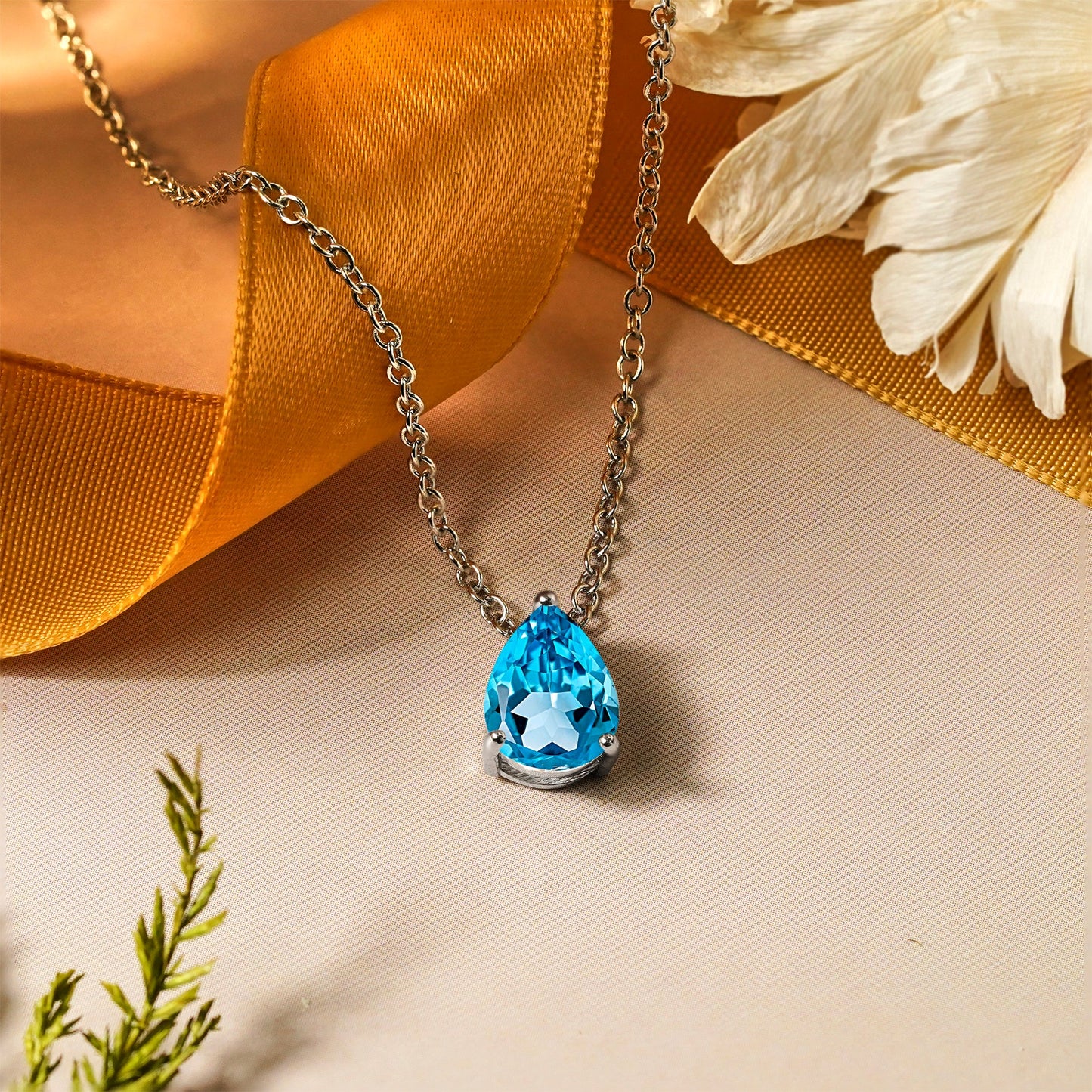 1.5 TCW Pear Shaped Birthstone Prongs Solitaire Slider Necklace