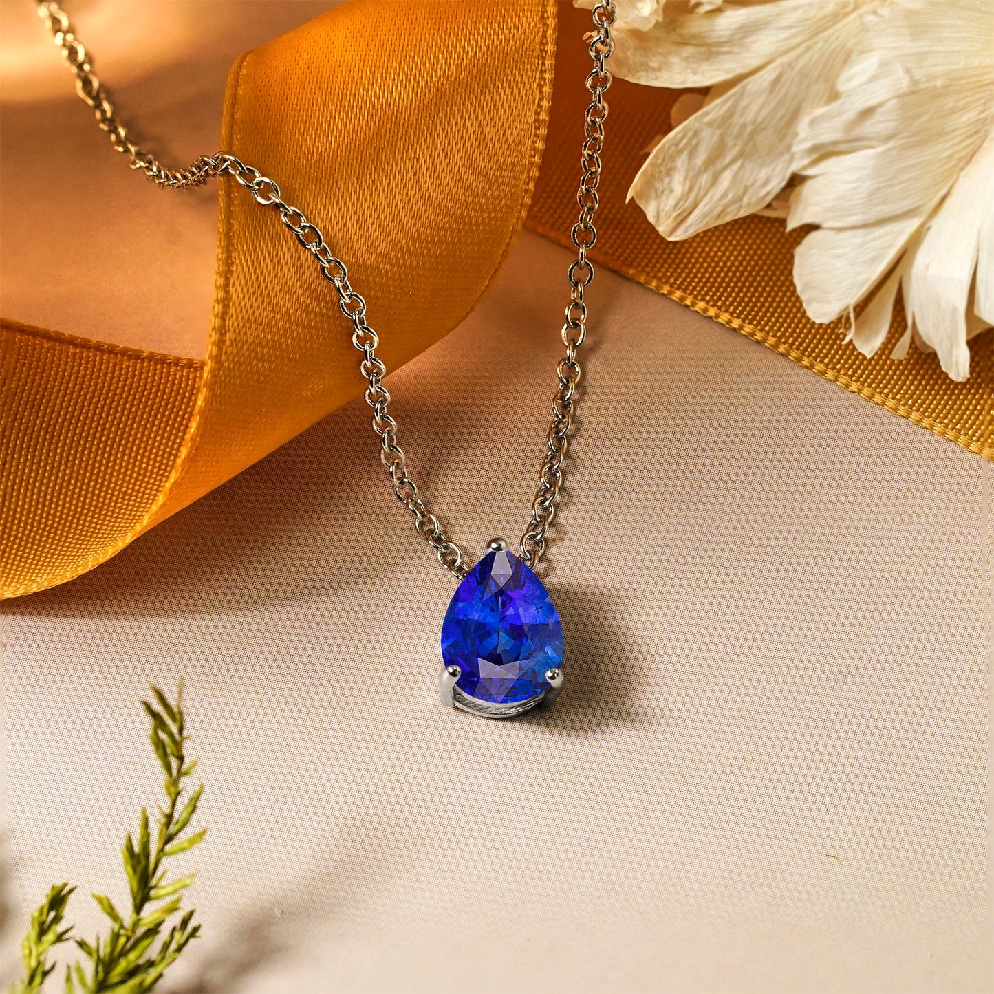 1.5 TCW Pear Shaped Birthstone Prongs Solitaire Slider Necklace