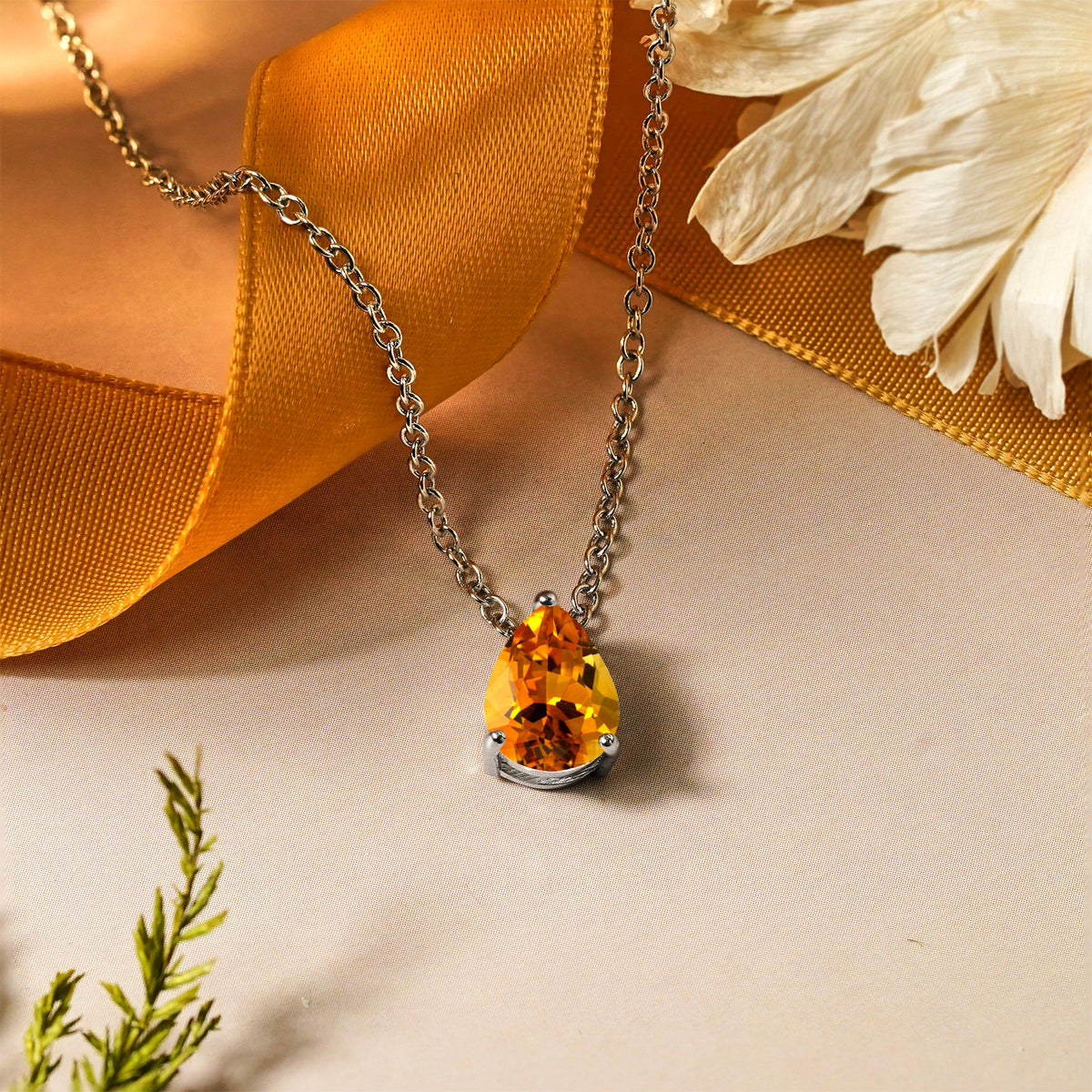 1.5 TCW Pear Shaped Birthstone Prongs Solitaire Slider Necklace