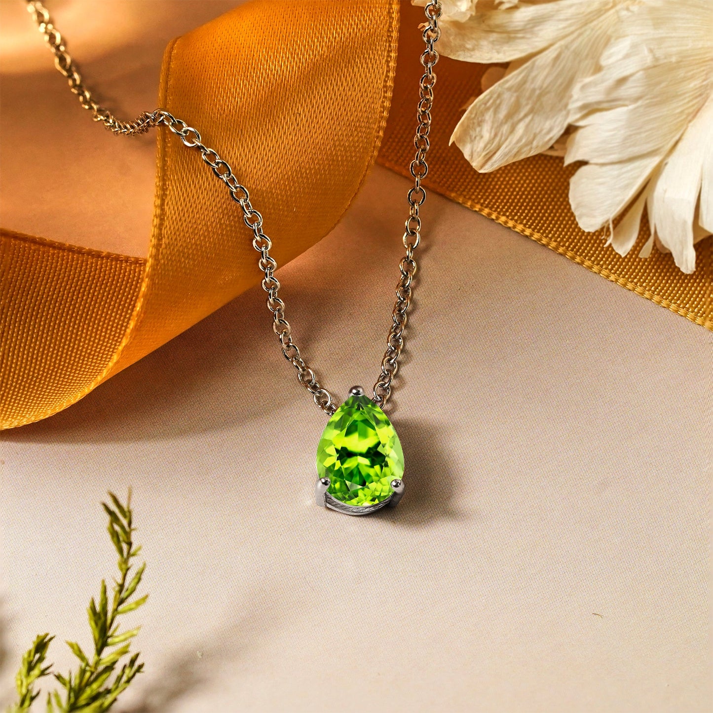 1.5 TCW Pear Shaped Birthstone Prongs Solitaire Slider Necklace