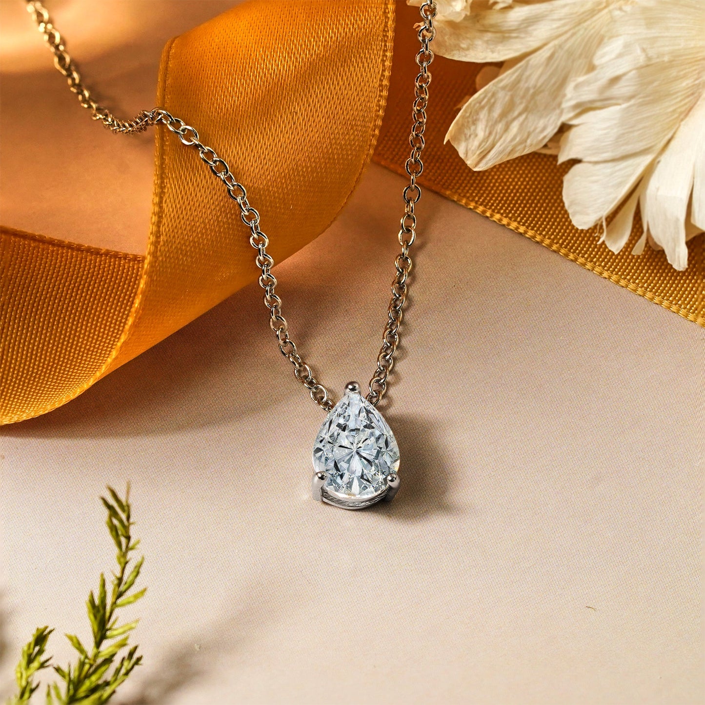 1.5 TCW Pear Shaped Birthstone Prongs Solitaire Slider Necklace