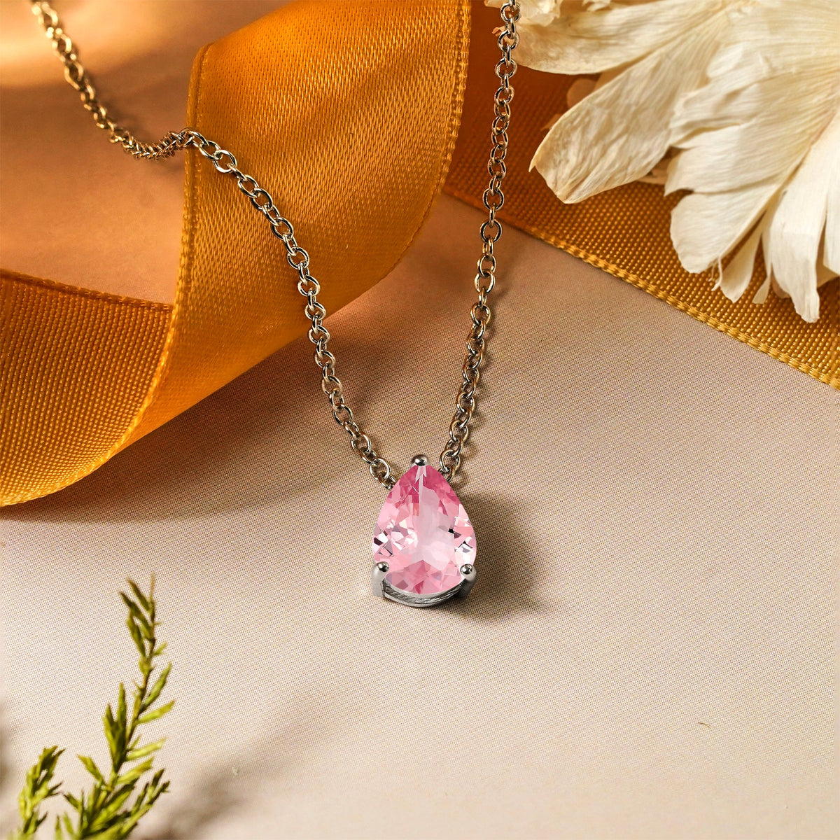 1.5 TCW Pear Shaped Birthstone Prongs Solitaire Slider Necklace